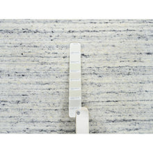 Load image into Gallery viewer, 10&#39;x10&#39; Ivory, Hand Loomed Plain Modern Striae Design, Soft Pile Organic Wool, Round Oriental Rug FWR388770