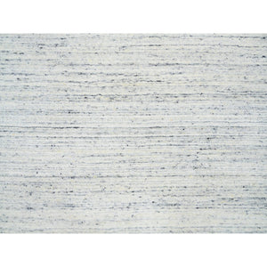 10'x10' Ivory, Hand Loomed Plain Modern Striae Design, Soft Pile Organic Wool, Round Oriental Rug FWR388770