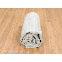 Load image into Gallery viewer, 10&#39;x10&#39; Ivory, Hand Loomed Plain Modern Striae Design, Soft Pile Organic Wool, Round Oriental Rug FWR388770