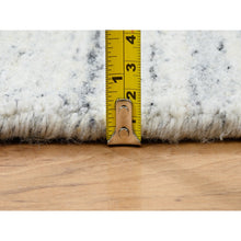 Load image into Gallery viewer, 10&#39;x10&#39; Ivory, Hand Loomed Plain Modern Striae Design, Soft Pile Organic Wool, Round Oriental Rug FWR388770