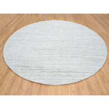 Load image into Gallery viewer, 11&#39;10&quot;x11&#39;10&quot; Ivory, Plain Modern Striae Design Soft Pile, Natural Wool Hand Loomed, Round Oriental Rug FWR388776