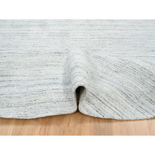 Load image into Gallery viewer, 11&#39;10&quot;x11&#39;10&quot; Ivory, Plain Modern Striae Design Soft Pile, Natural Wool Hand Loomed, Round Oriental Rug FWR388776