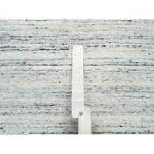 Load image into Gallery viewer, 11&#39;10&quot;x11&#39;10&quot; Ivory, Plain Modern Striae Design Soft Pile, Natural Wool Hand Loomed, Round Oriental Rug FWR388776