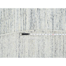 Load image into Gallery viewer, 11&#39;10&quot;x11&#39;10&quot; Ivory, Plain Modern Striae Design Soft Pile, Natural Wool Hand Loomed, Round Oriental Rug FWR388776