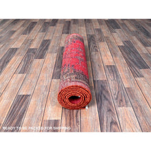 Load image into Gallery viewer, 2&#39;8&quot;x8&#39;3&quot; Hot Pink, Overdyed Vintage Persian Hamadan With Geometric Medallions Design, 100% Wool, Hand Knotted, Shaved Down, Sides And Ends Professionally Secured, Clean, Runner, Oriental Rug FWR3882