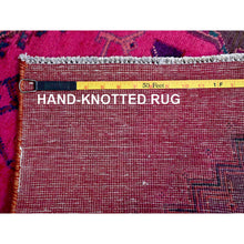 Load image into Gallery viewer, 2&#39;8&quot;x8&#39;3&quot; Hot Pink, Overdyed Vintage Persian Hamadan With Geometric Medallions Design, 100% Wool, Hand Knotted, Shaved Down, Sides And Ends Professionally Secured, Clean, Runner, Oriental Rug FWR3882