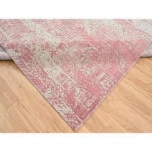 Load image into Gallery viewer, 9&#39;x11&#39;9&quot; Rose Pink, Jacquard Hand Loomed All Over Design, Wool And Art Silk, Oriental Rug FWR388854