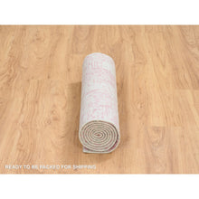 Load image into Gallery viewer, 2&#39;6&quot;x8&#39; Rose Pink, Jacquard Hand Loomed, All Over Design Wool And Art Silk, Runner Oriental Rug FWR388872