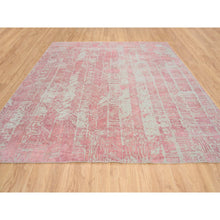 Load image into Gallery viewer, 10&#39;2&quot;x10&#39;2&quot; Rose Pink, Wool And Art Silk Jacquard Hand Loomed, All Over Design, Square Oriental Rug FWR388890