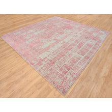 Load image into Gallery viewer, 10&#39;2&quot;x10&#39;2&quot; Rose Pink, Wool And Art Silk Jacquard Hand Loomed, All Over Design, Square Oriental Rug FWR388890