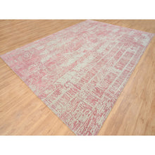 Load image into Gallery viewer, 10&#39;x14&#39; Rose Pink, All Over Design Wool And Art Silk, Jacquard Hand Loomed, Oriental Rug FWR388902