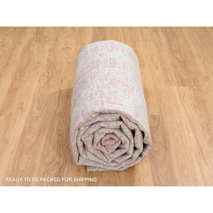 10'x14' Rose Pink, All Over Design Wool and Art Silk, Jacquard Hand Loomed, Oriental Rug FWR388902