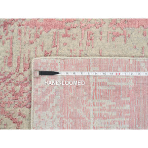 10'x14' Rose Pink, All Over Design Wool and Art Silk, Jacquard Hand Loomed, Oriental Rug FWR388902