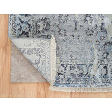 Load image into Gallery viewer, 2&#39;6&quot;x6&#39; Light Gray, Hand Knotted Broken Kashan Design, Pure Silk With Wool, Runner Oriental Rug FWR388968