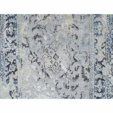Load image into Gallery viewer, 2&#39;6&quot;x6&#39; Light Gray, Hand Knotted Broken Kashan Design, Pure Silk With Wool, Runner Oriental Rug FWR388968