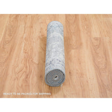 Load image into Gallery viewer, 2&#39;6&quot;x6&#39; Light Gray, Hand Knotted Broken Kashan Design, Pure Silk With Wool, Runner Oriental Rug FWR388968