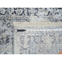 Load image into Gallery viewer, 2&#39;6&quot;x6&#39; Light Gray, Hand Knotted Broken Kashan Design, Pure Silk With Wool, Runner Oriental Rug FWR388968