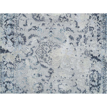 Load image into Gallery viewer, 2&#39;9&quot;x7&#39;8&quot; Light Gray, Pure Silk With Wool Hand Knotted, Broken Kashan Design, Runner Oriental Rug FWR388974