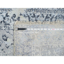 Load image into Gallery viewer, 2&#39;9&quot;x7&#39;8&quot; Light Gray, Pure Silk With Wool Hand Knotted, Broken Kashan Design, Runner Oriental Rug FWR388974