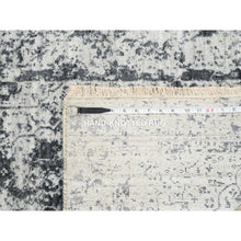 Load image into Gallery viewer, 2&#39;7&quot;x12&#39; Silver Gray, Hand Knotted, Erased Persian Design, Wool And Silk, Runner Oriental Rug FWR389004