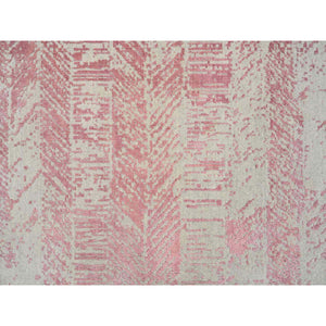 11'10"x17'10" Rose Pink, All Over Design Wool And Art Silk, Jacquard Hand Loomed, Oversized Oriental Rug FWR389016