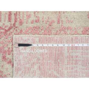 11'10"x17'10" Rose Pink, All Over Design Wool And Art Silk, Jacquard Hand Loomed, Oversized Oriental Rug FWR389016