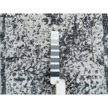 Load image into Gallery viewer, 2&#39;7&quot;x12&#39; Silver Gray, Wool And Silk Hand Knotted, Erased Persian Design, Runner Oriental Rug FWR389022