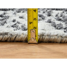Load image into Gallery viewer, 2&#39;7&quot;x12&#39; Silver Gray, Wool And Silk Hand Knotted, Erased Persian Design, Runner Oriental Rug FWR389022