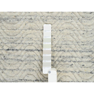 2'6"x6' Beige, Variegated Textured Modern Design, Extra Soft Wool Hand Loomed, Runner Oriental Rug FWR389034