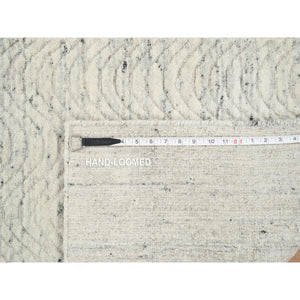 2'6"x6' Beige, Variegated Textured Modern Design, Extra Soft Wool Hand Loomed, Runner Oriental Rug FWR389034