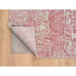 11'10"x15'1" Rose Pink, Jacquard Hand Loomed, All Over Design Wool and Art Silk, Oversized Oriental Rug FWR389046