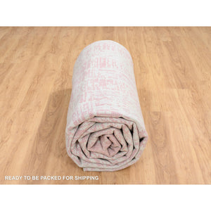11'10"x15'1" Rose Pink, Jacquard Hand Loomed, All Over Design Wool and Art Silk, Oversized Oriental Rug FWR389046
