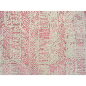 10'x10' Rose Pink, Wool And Art Silk Jacquard Hand Loomed, All Over Design, Round Oriental Rug FWR389052
