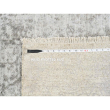 Load image into Gallery viewer, 2&#39;6&quot;x12&#39;1&quot; Gray, Wool And Pure Silk, Hand Knotted, Broken Persian Design, Runner Oriental Rug FWR389070