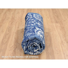 Load image into Gallery viewer, 10&#39;2&quot;x10&#39;2&quot; Denim Blue, Tabriz With All Over Motifs Tone On Tone, Wool And Silk Hand Knotted, Round Oriental Rug FWR389082