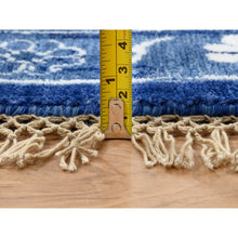 Load image into Gallery viewer, 10&#39;2&quot;x10&#39;2&quot; Denim Blue, Tabriz With All Over Motifs Tone On Tone, Wool And Silk Hand Knotted, Round Oriental Rug FWR389082