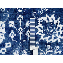 Load image into Gallery viewer, 8&#39;2&quot;x8&#39;2&quot; Denim Blue, Wool And Silk Hand Knotted, Tabriz With All Over Motifs Tone On Tone, Round Oriental Rug FWR389094