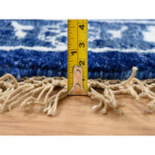 Load image into Gallery viewer, 8&#39;2&quot;x8&#39;2&quot; Denim Blue, Wool And Silk Hand Knotted, Tabriz With All Over Motifs Tone On Tone, Round Oriental Rug FWR389094