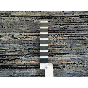 8'4"x9'10" Colorful, Modern Stripe Design, Natural Dyes Thick and Plush, Ghazni Wool Hand Knotted, Oriental Rug FWR389196
