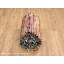 Load image into Gallery viewer, 8&#39;4&quot;x9&#39;10&quot; Colorful, Modern Stripe Design, Natural Dyes Thick and Plush, Ghazni Wool Hand Knotted, Oriental Rug FWR389196