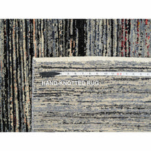 Load image into Gallery viewer, 8&#39;4&quot;x9&#39;10&quot; Colorful, Modern Stripe Design, Natural Dyes Thick and Plush, Ghazni Wool Hand Knotted, Oriental Rug FWR389196