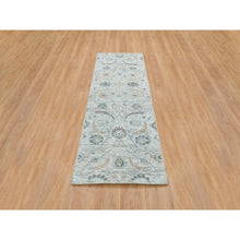Load image into Gallery viewer, 2&#39;7&quot;x8&#39;2&quot; Ivory, Hand Knotted Sickle Leaf Design, Soft Pile Silk With Textured Wool, Runner Oriental Rug FWR389316