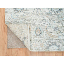 Load image into Gallery viewer, 2&#39;7&quot;x8&#39;2&quot; Ivory, Hand Knotted Sickle Leaf Design, Soft Pile Silk With Textured Wool, Runner Oriental Rug FWR389316