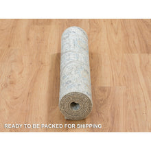 Load image into Gallery viewer, 2&#39;7&quot;x8&#39;2&quot; Ivory, Hand Knotted Sickle Leaf Design, Soft Pile Silk With Textured Wool, Runner Oriental Rug FWR389316