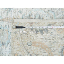 Load image into Gallery viewer, 2&#39;7&quot;x8&#39;2&quot; Ivory, Hand Knotted Sickle Leaf Design, Soft Pile Silk With Textured Wool, Runner Oriental Rug FWR389316
