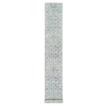 Load image into Gallery viewer, 2&#39;6&quot;x18&#39;2&quot; Ivory, Tabriz Vase With Pomegranate Design, Silk With Textured Wool Hand Knotted, XL Runner Oriental Rug FWR389340