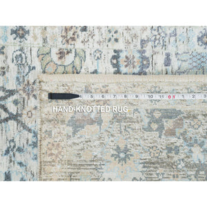 2'6"x18'2" Ivory, Tabriz Vase With Pomegranate Design, Silk With Textured Wool Hand Knotted, XL Runner Oriental Rug FWR389340