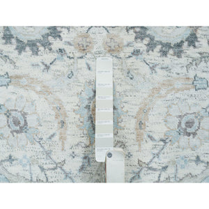 2'6"x20' Ivory, Sickle Leaf Design Soft Pile, Silk With Textured Wool Hand Knotted, XL Runner Oriental Rug FWR389346