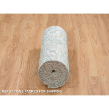 Load image into Gallery viewer, 2&#39;6&quot;x20&#39; Ivory, Sickle Leaf Design Soft Pile, Silk With Textured Wool Hand Knotted, XL Runner Oriental Rug FWR389346