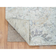 Load image into Gallery viewer, 6&#39;1&quot;x9&#39; Ivory, Silk With Textured Wool Hand Knotted, Sickle Leaf Design Soft Pile, Oriental Rug FWR389388